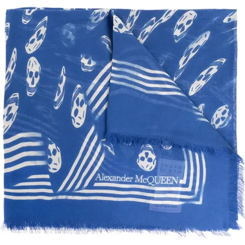 Silky Scarves, male, , Size: ONE SIZE Vortex Skull Logo Scarf - alexander mcqueen - Modalova