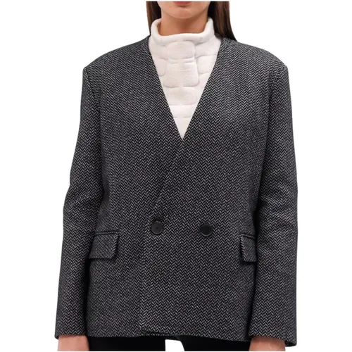 Strukturierter Herringbone Doppelreihiger Blazer , Damen, Größe: S - Liviana Conti - Modalova