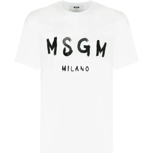 Schwarzes und weißes Logo-Print-T-Shirt - Msgm - Modalova