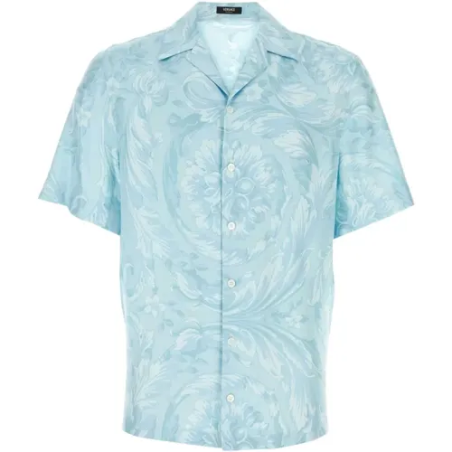 Silk Printed Shirt , male, Sizes: L - Versace - Modalova