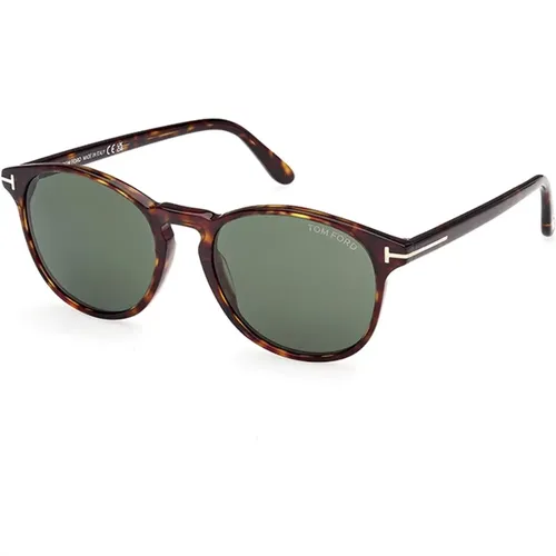 Stilvolle Sonnenbrille Grüne Gläser Havana , Herren, Größe: 53 MM - Tom Ford - Modalova