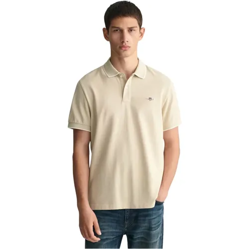 Cotton Polo Shirt with Trim Details , male, Sizes: L, 3XL - Gant - Modalova