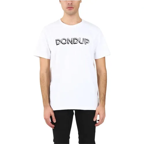 T-Shirts, male, , Size: L Jersey T-shirt with front flocked logo - Dondup - Modalova