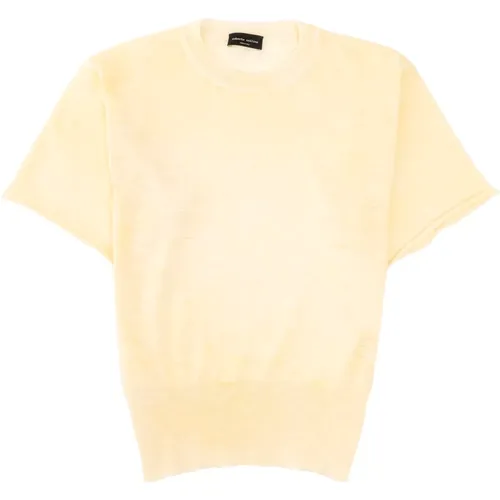Azure Linen Knit T-shirt , female, Sizes: M, S - Roberto Collina - Modalova