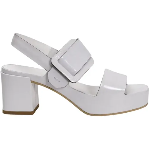 Weiße Blockabsatz-Sandalen mit Schnalle , Damen, Größe: 38 EU - DEL Carlo - Modalova