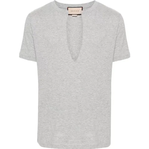 Scoop Neck T-Shirt , male, Sizes: M - Gucci - Modalova