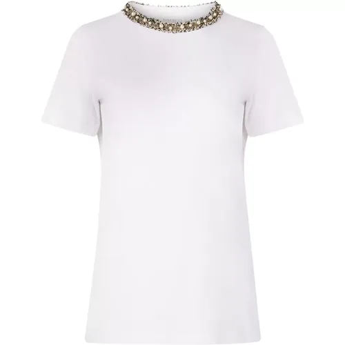 Beaded Neckline T-Shirt , female, Sizes: L, XS, M, XL, S - Nina Ricci - Modalova