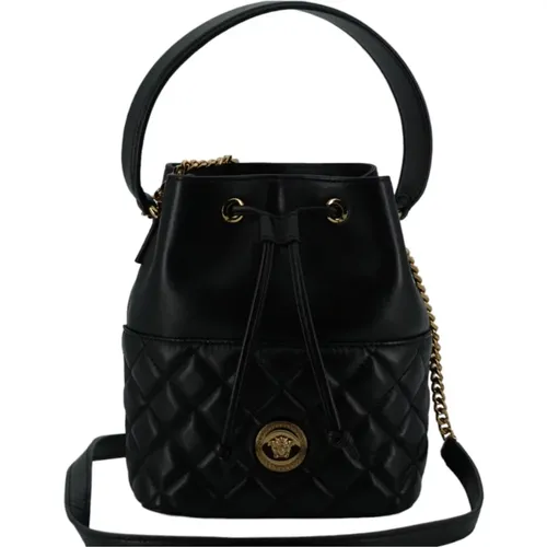 Elegant Leather Bucket Shoulder Bag , female, Sizes: ONE SIZE - Versace - Modalova