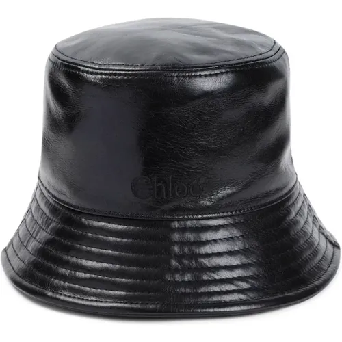 Schwarzer Leder Bucket Hat , Damen, Größe: S - Chloé - Modalova