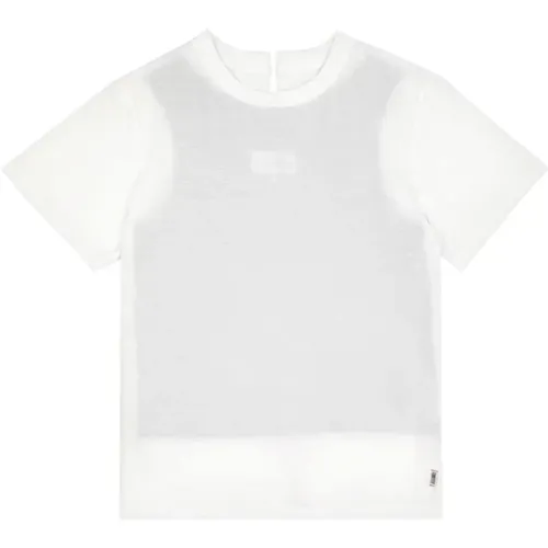 Lagiges Baumwoll-T-Shirt mit offenem Rücken , Damen, Größe: M - MM6 Maison Margiela - Modalova