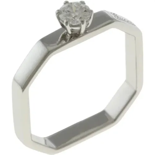 Pre-owned Silver White Gold Gucci Baguette Ring , female, Sizes: ONE SIZE - Gucci Vintage - Modalova