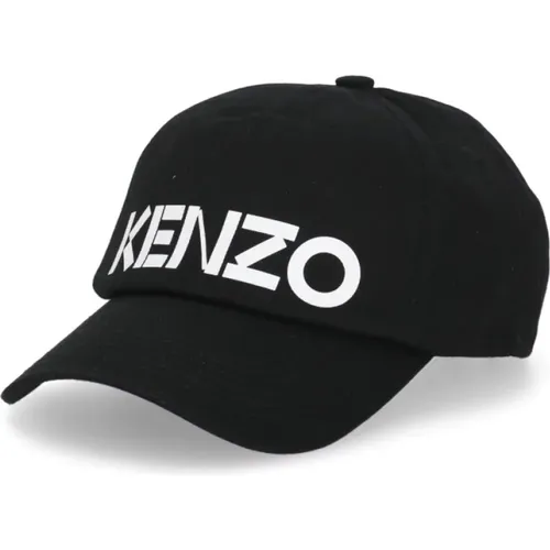 Schwarze Baumwoll-Baseballkappe für Männer,Schwarze Baseballkappe mit Logo-Print - Kenzo - Modalova