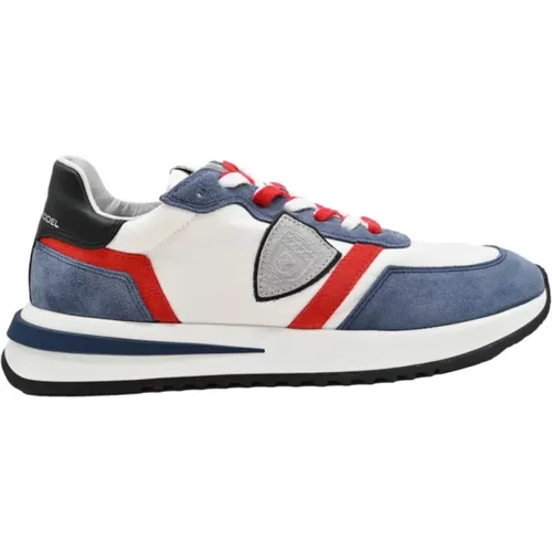 Low Top Sneakers Mondial Blue Red , male, Sizes: 11 UK, 12 UK, 6 UK - Philippe Model - Modalova
