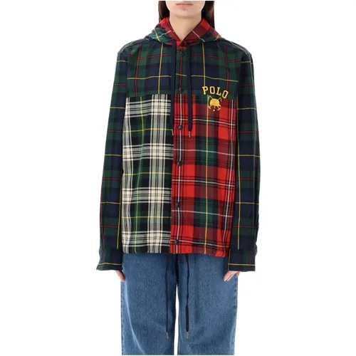 Patchwork Plaid Shirt Jacket , female, Sizes: L - Ralph Lauren - Modalova