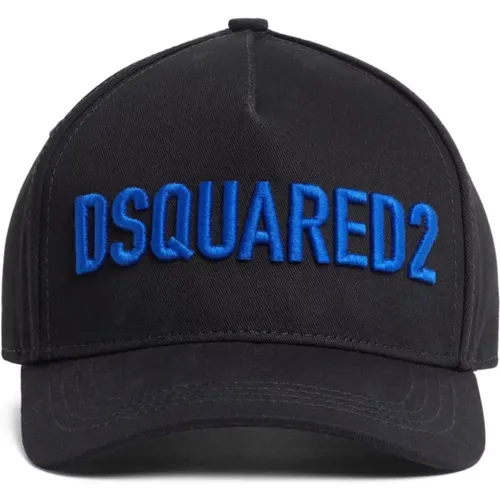 Caps, male, , Size: ONE SIZE Embroidered Logo Cotton Hats with Buckle - Dsquared2 - Modalova