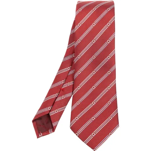 Ties, male, , Size: ONE SIZE Silk tie with striped pattern - Salvatore Ferragamo - Modalova