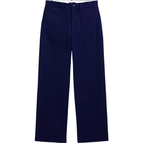 Navy Chino trousers with wide legs , female, Sizes: 2XS, L, S, XS - Ralph Lauren - Modalova