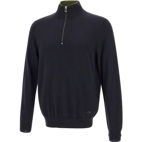 Turtlenecks, male, , Size: 2XL Men's Merino Wool Sweater, Navy - Paul Smith - Modalova