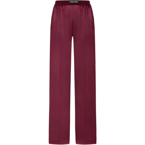 Straight Trousers, female, , Size: S Satin Finish Trousers with Pockets - Tom Ford - Modalova