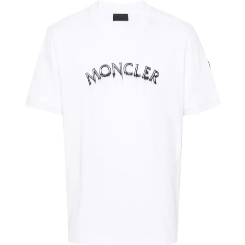 Logo Print Cotton T-Shirt , male, Sizes: L - Moncler - Modalova