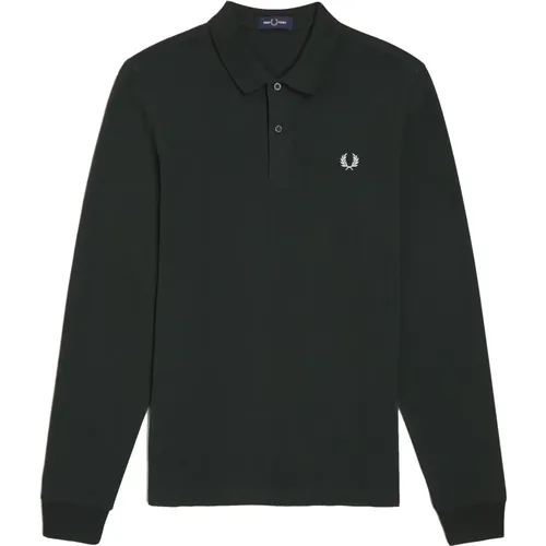 Long Sleeved Twin Tipped Polo in Night , male, Sizes: XL, S, M - Fred Perry - Modalova
