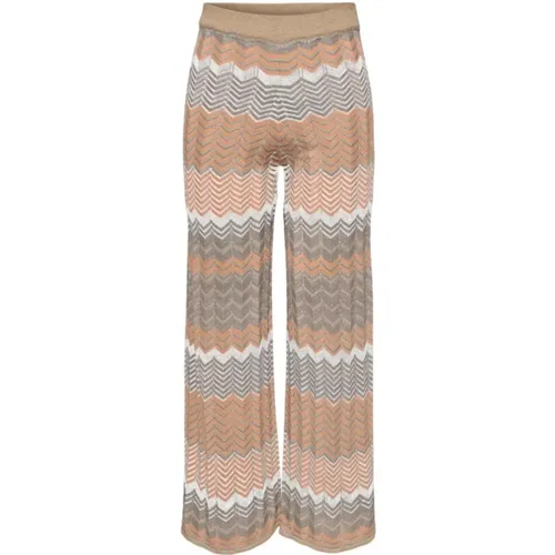 Wide Trousers, female, , Size: L High-waisted wide leg trousers, all-over pattern - Only - Modalova