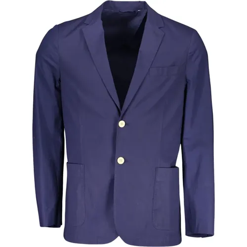 Blazers, male, , Size: S Classic Cotton Jacket with Pockets and Logo - Gant - Modalova