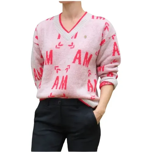 Unique Mohair Blend V-Neck Sweater , female, Sizes: L, S, XL, M - aeronautica militare - Modalova