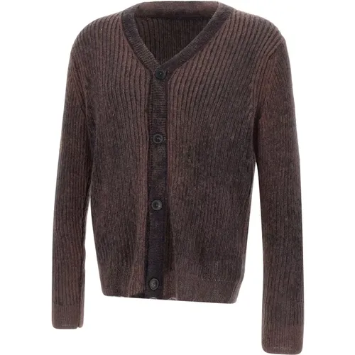 Cardigans, male, , Size: XL Men's Wool Cardigan, Aubergine, V-Neck - Paul Smith - Modalova