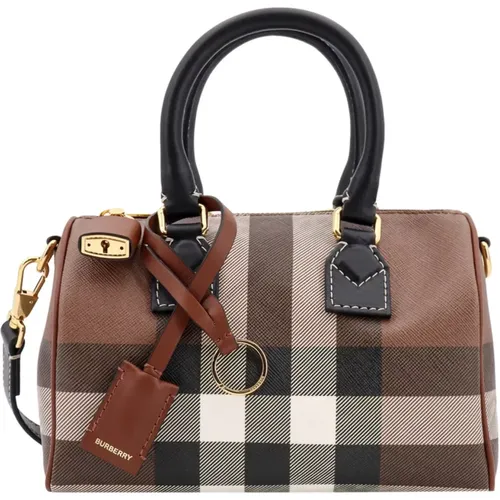 Check Coated Canvas Handbag , female, Sizes: ONE SIZE - Burberry - Modalova