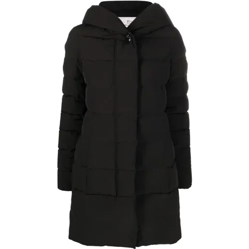 Schwarzer Gepolsterter Parka mit Kapuze , Damen, Größe: L - Woolrich - Modalova