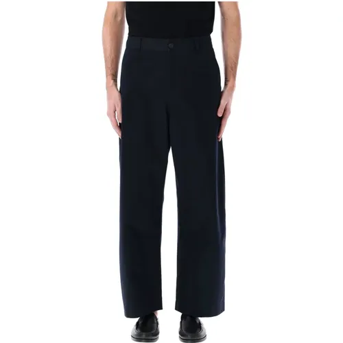 Wide Trousers, male, , Size: S Classic Navy Chino Pants - Studio Nicholson - Modalova