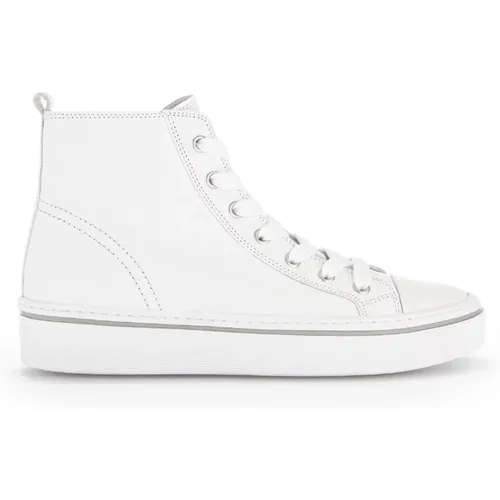 Weiße Leder High Top Sneakers , Damen, Größe: 39 EU - Gabor - Modalova