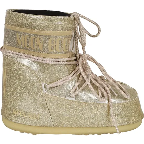 Golden Glitter Ankle Boots , female, Sizes: 3 UK - moon boot - Modalova