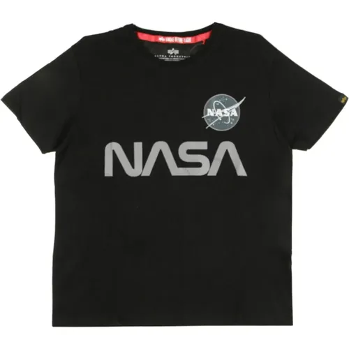 T-Shirts, male, , Size: XL Reflective Nasa Logo T-shirt - alpha industries - Modalova