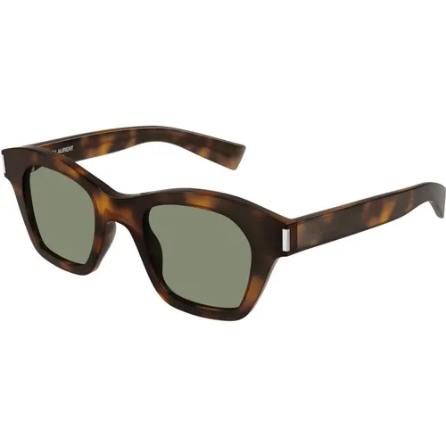 Classic Havana Sunglasses with Grey Green , unisex, Sizes: 47 MM - Saint Laurent - Modalova