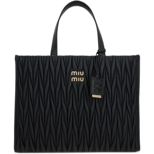 Quilted Tote Bag with Gold Hardware , female, Sizes: ONE SIZE - Miu Miu - Modalova