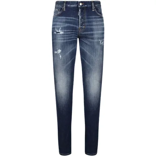 Blaue Skinny Distressed Jeans , Herren, Größe: 2XL - Dsquared2 - Modalova