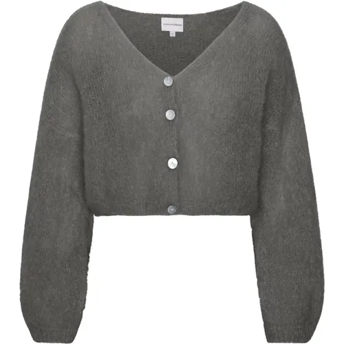 Mohair Cropped Cardigan in Grau , Damen, Größe: XL - American Dreams - Modalova