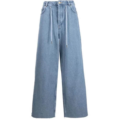 Heavy wide drawstring jeans , female, Sizes: W26 - Ganni - Modalova