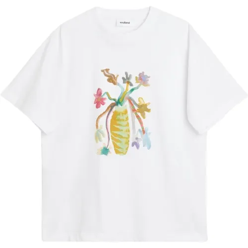 Bio-Baumwolle Blumen T-Shirt , unisex, Größe: S/M - Soulland - Modalova