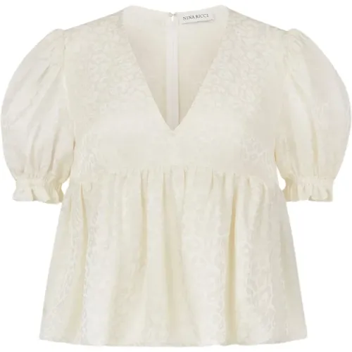 Gerüschtes Babydoll-Top in Creme - Nina Ricci - Modalova