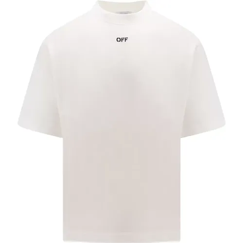 Off , Crew-neck T-Shirt with Back Arrow Logo , male, Sizes: S, XL, L - Off White - Modalova