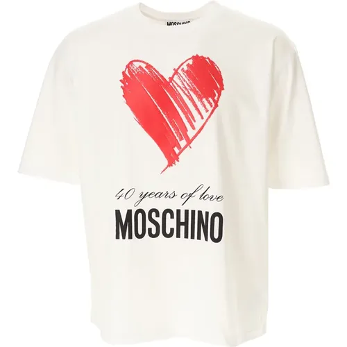 T-Shirts, male, , Size: S Love 40 Years T-shirt Jersey Cotton - Moschino - Modalova