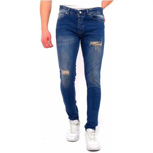 Ripped Jeans Men Slim Fit Stretch , male, Sizes: W34, W38, W31, W30, W29, W32, W33 - True Rise - Modalova