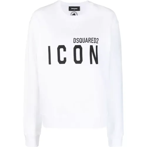 Printed Sweaters with Ribbed Hems , female, Sizes: S - Dsquared2 - Modalova