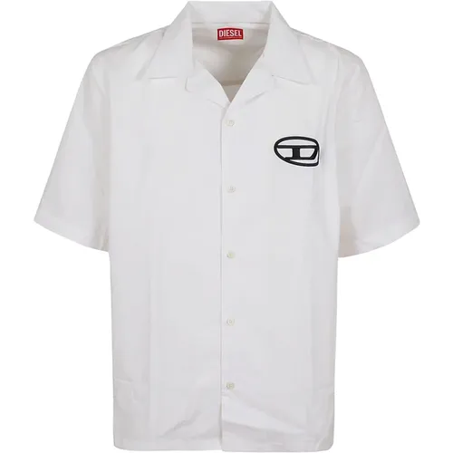 Short-Sleeved Poplin Shirt Aw24 , male, Sizes: S, L, M, XL - Diesel - Modalova