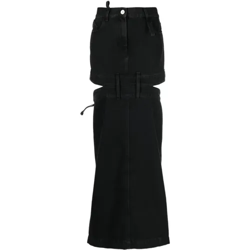 Denim Cut Out Skirt , female, Sizes: W26, W27 - The Attico - Modalova