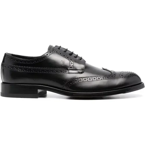 Business Shoes, male, , Size: 12 US Polished Lace-Up Flat Shoes - TOD'S - Modalova