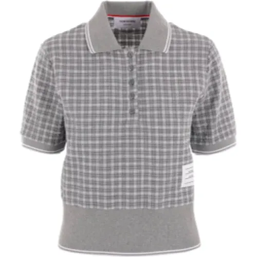 Kariertes Baumwoll-Poloshirt mit Logo-Detail,Stylische T-Shirts und Polos - Thom Browne - Modalova